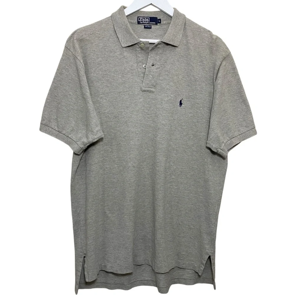 Ralph Lauren The Iconic Polo Light Gray‎ Classic Cotton Polo W Chest Logo Large